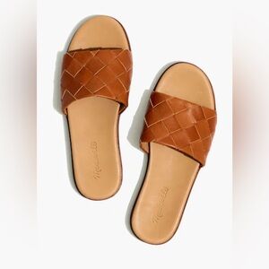 Madewell Tan Woven Leather Slide Sandals